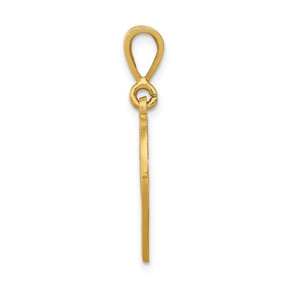 14k Yellow Gold, Maci Collection, LG Filigree Script Initial V Pendant - Picture 2 of 5